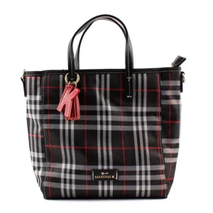 BOLSO LONA CUADROS NEGRO